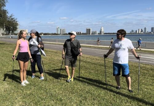 Nordic Walking group lesson on the Tampa Bay waterfront, Florida – Level 1 Nordic Walking Guide course